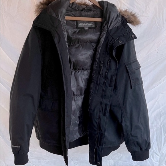 Eddie Bauer Down Waterproof Black Bomber Jacket XXXL - Picture 1 of 11